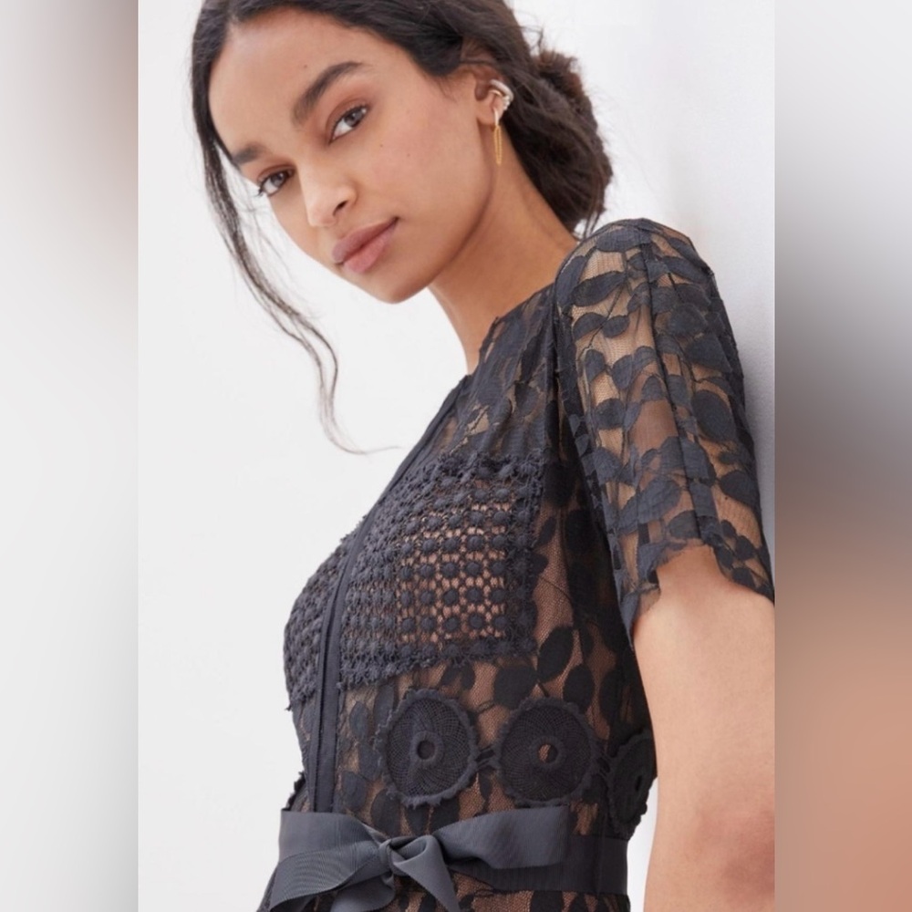 Anthropologie Byron Lars Black Lace Midi Dress - Picture 6 of 12